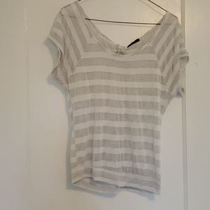 ❤ 5 for $10 White and silver striped top